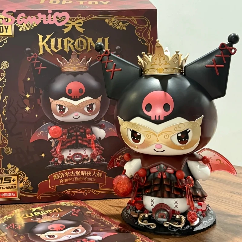 

Строительный блок Sanrio, анимация, замок Kuromi, ночь, полупрозрачная сборка, подвижная игрушка, модель, украшения, коллекция подарков