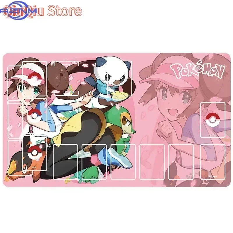 Blue Pokemon Anime Girl Pokemon Trainer TCG Playmat, Card Battle Table Mouse Pad