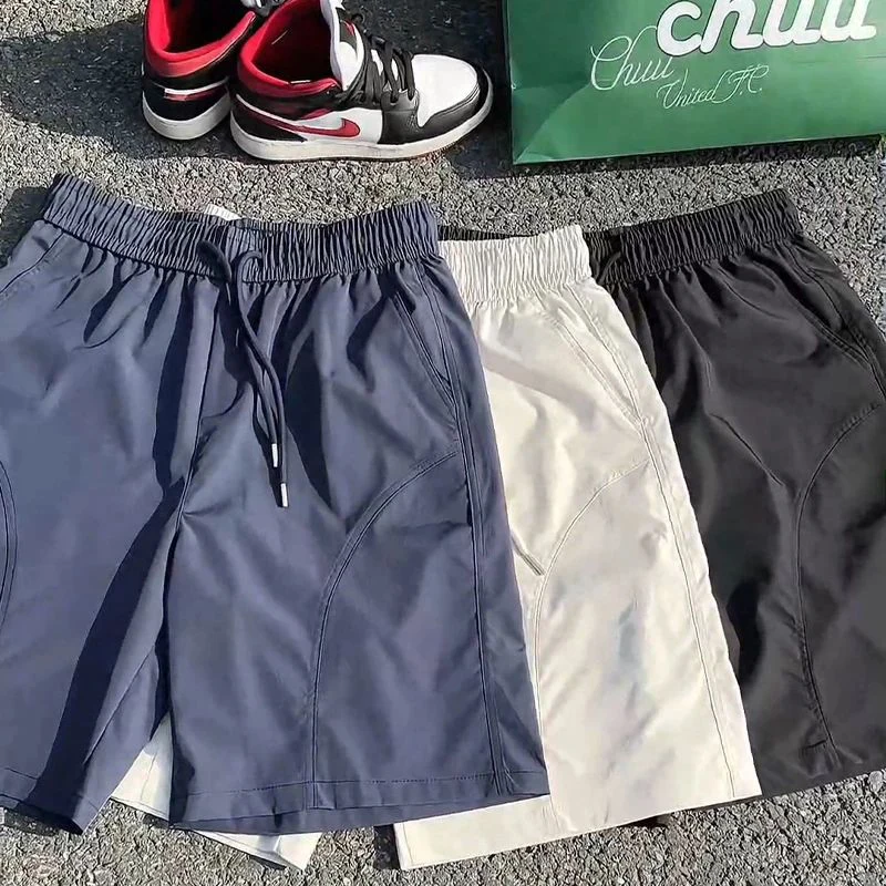 

Быстросохнущие нейлоновые шорты мужские летние тонкие повседневные американские брюки с высокой талией прямого кроя спортивные шорты-бермуды модные молодежные