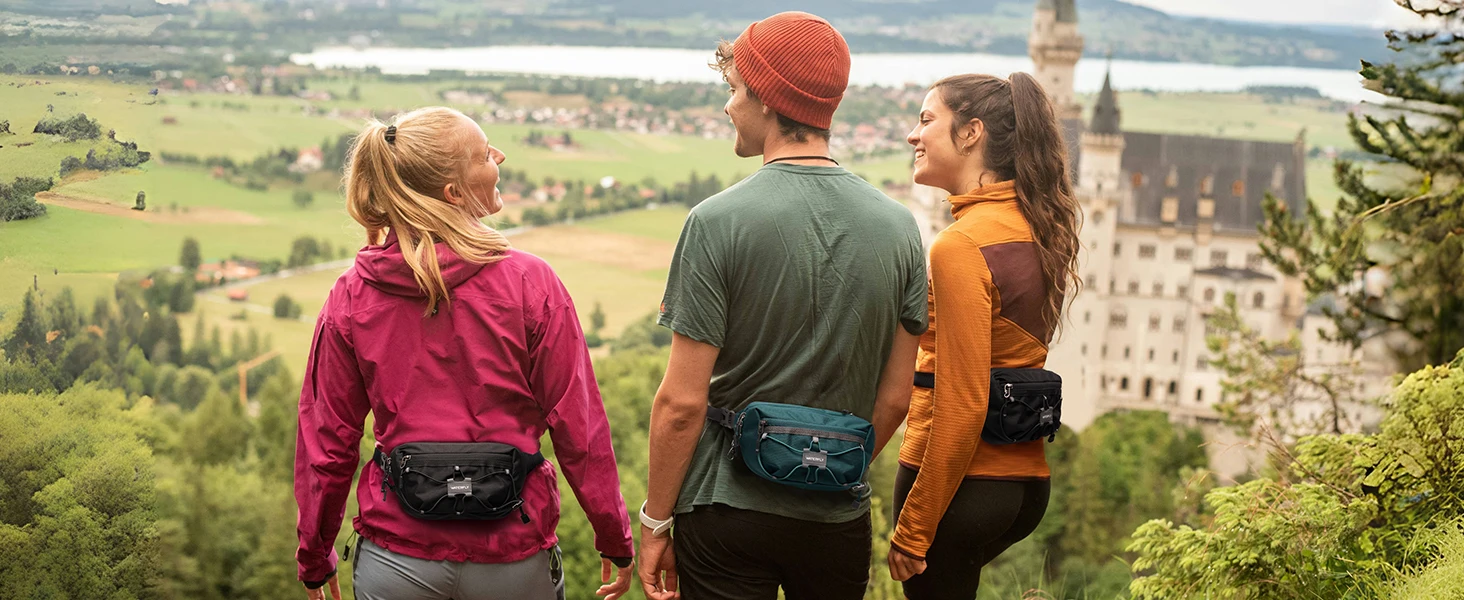 WATERFLY 1,5 l leichte Gürteltasche: RFID-blockierende, diebstahlsichere, wasserabweisende Umhängetasche für Reisen, EDC – Detail 3