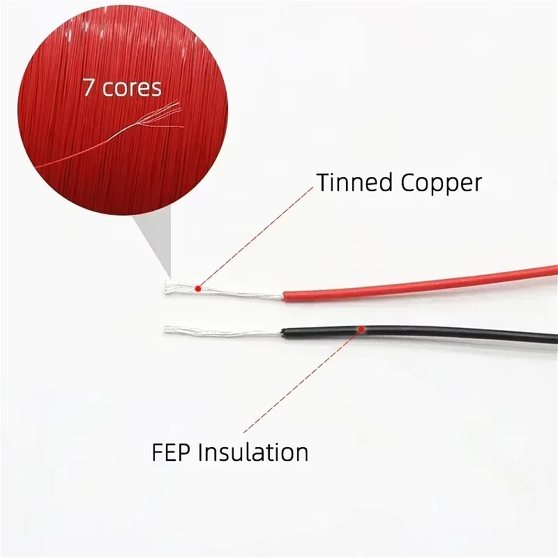 10/20/50m UL10064 Ultra Fine Micro PTFE Wire 40/36/34/32/30/28/26AWG Litz FEP Insulation Cable Tinned Copper Wires for Soldering