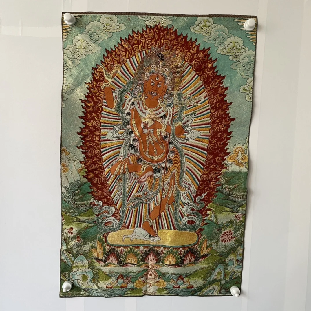 

35"Thangka Embroidery Tibetan Buddhism silk Embroidery Naro Khechari Buddha worship buddha Thangka hanging screen