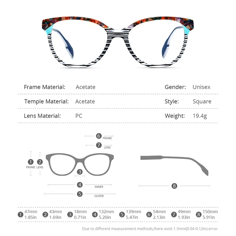 HEPIDEM Multicolor Acetate Glasses Frame Men Vintage Square Eyeglasses Women Optical Spectacles Eyewear 9225