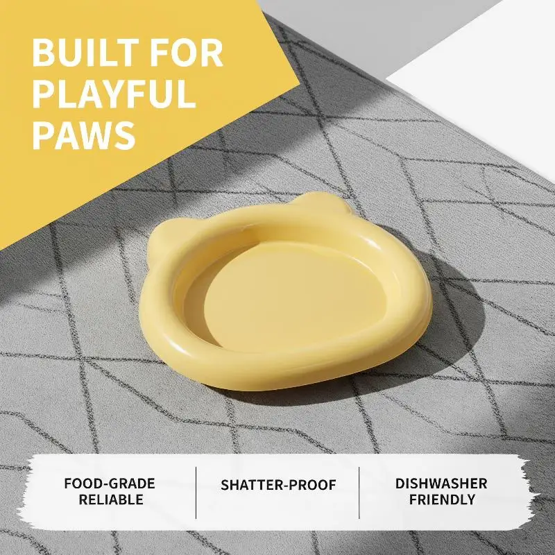 Bear Shaped Cat Food Plates Food Safe Unbreakable Lightweight Plastic Dishes for Puppy Kitten Meal Serving