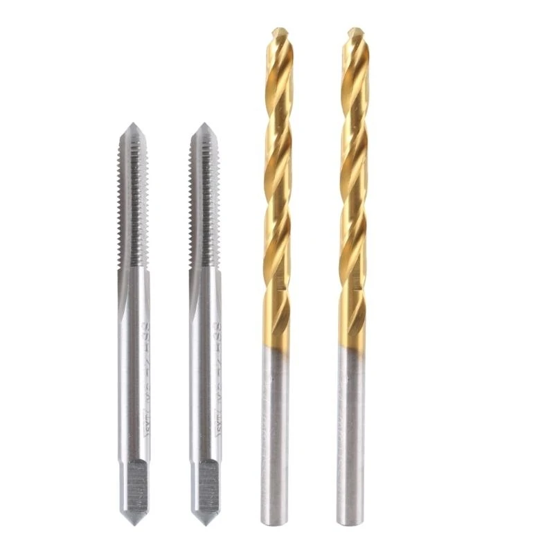 Metric Straight Flute Thread Tap 2Pcs 4.2mm Twist Drill Bit Coated Screw