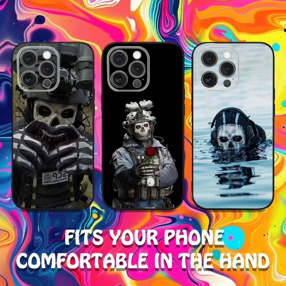

C-Call of D-Duty Ghosts Phone Case For iPhone 16,15,14,13,12,11,Pro,Max,Plus,X,XS,XR,SE,8,7,Mini,Soft Silicone Black Case
