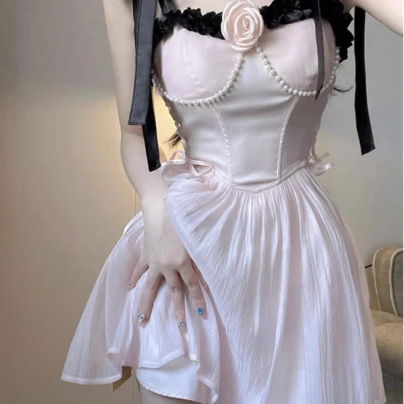 

Lolita VintageLolita Lolita2024Sweet and Spicy Pink Strap Dress for Women, Spring and Summer French Style Socialite Birthday Min