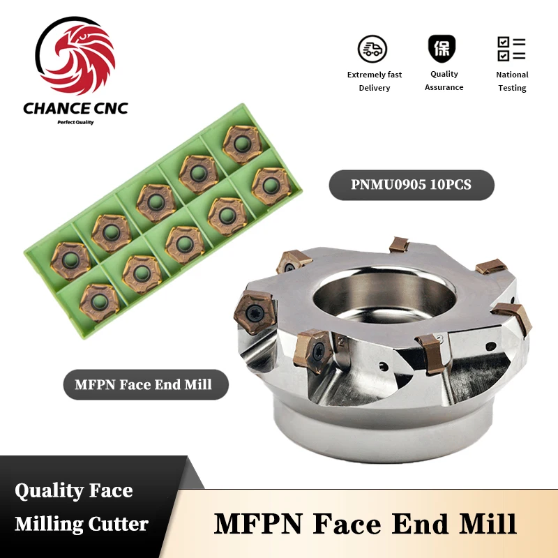 MFPN fast feed low resistance 66 degree milling cutter disc is equipped with 10PCS PNMU090508 double side milling cutter insert