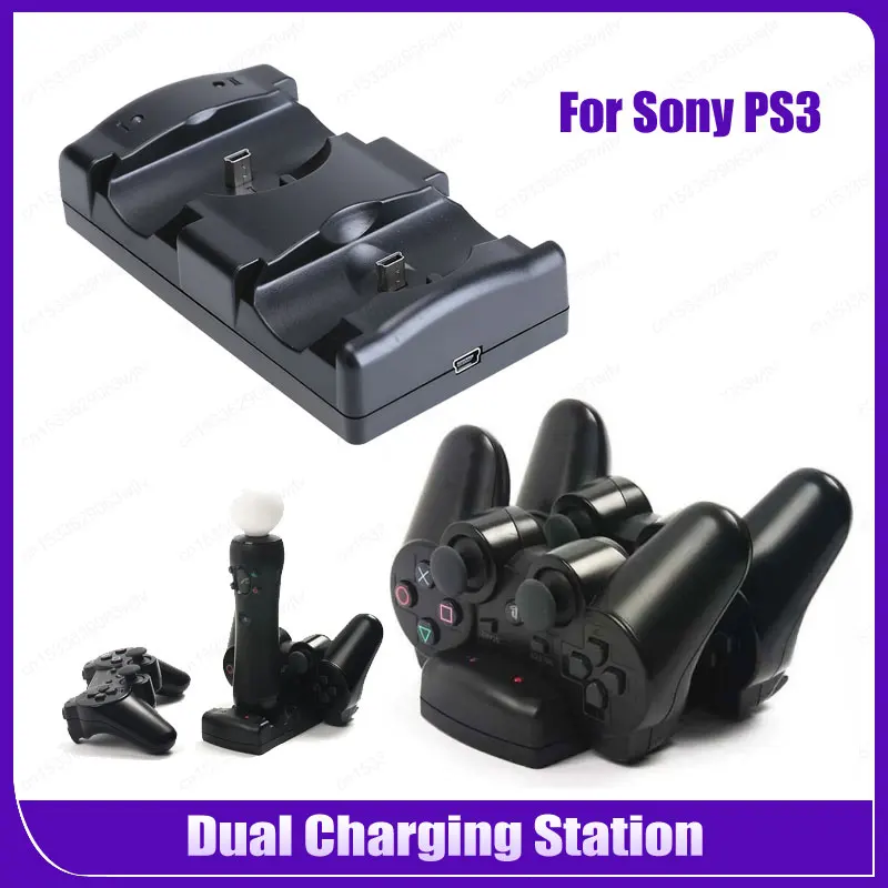 USB Dual Charger Station For Sony PS3/PS3 Move Controller Joystick Powered Charging Dock Gampad Move Navigation