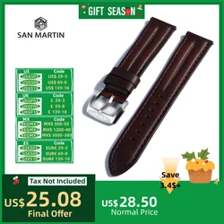 San martin horween pulseira de relógio de couro para homens pulseiras de pulso 20mm 22mm retro liberação rápida pino fivela zermatt