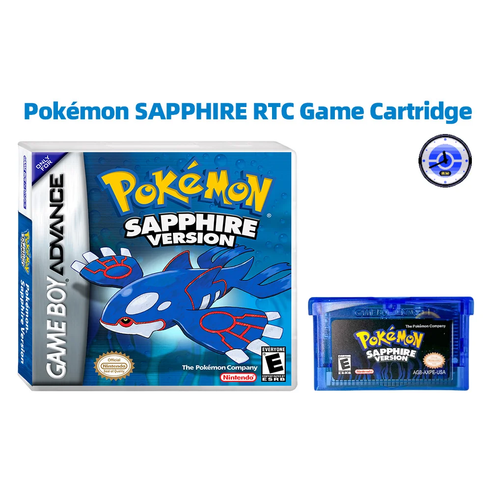 New GBA RTC 32Mbit+1Mbit Flash Game Cartridge Pokemon Classic Series Emeralds Ruby Sapphire FireRed LeafGreen Collection Gifts