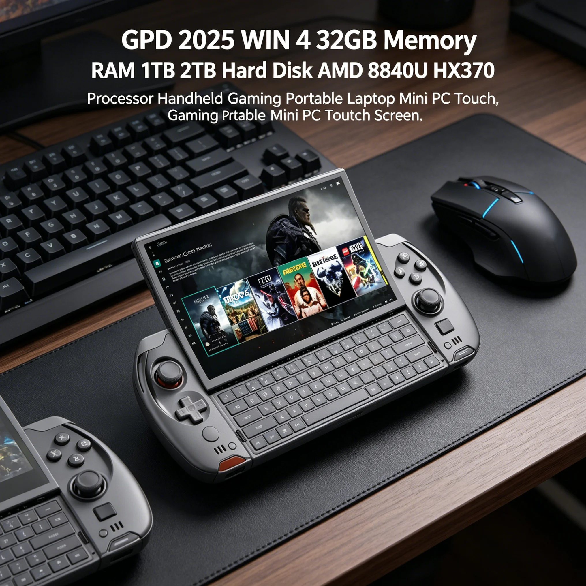 GPD 2025 WIN 4 32GB Memory RAM 1TB 2TB Hard Disk AMD 8840U HX370 Processor Handheld Gaming Portable Laptop Mini PC Touch Screen