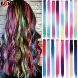 LUPU Synthetic Clip in Hair Extensions Colored Hair Extensions Party Highlights Long Straight Hairpieces For Women Kids Girls Us