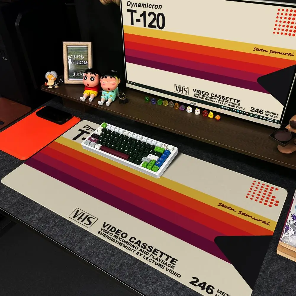 

Mouse Pad Xxl Computer Large Size Non-slip Gamer Keyboard 90x40cm Art Design HD Deskmat Retro VHS Style