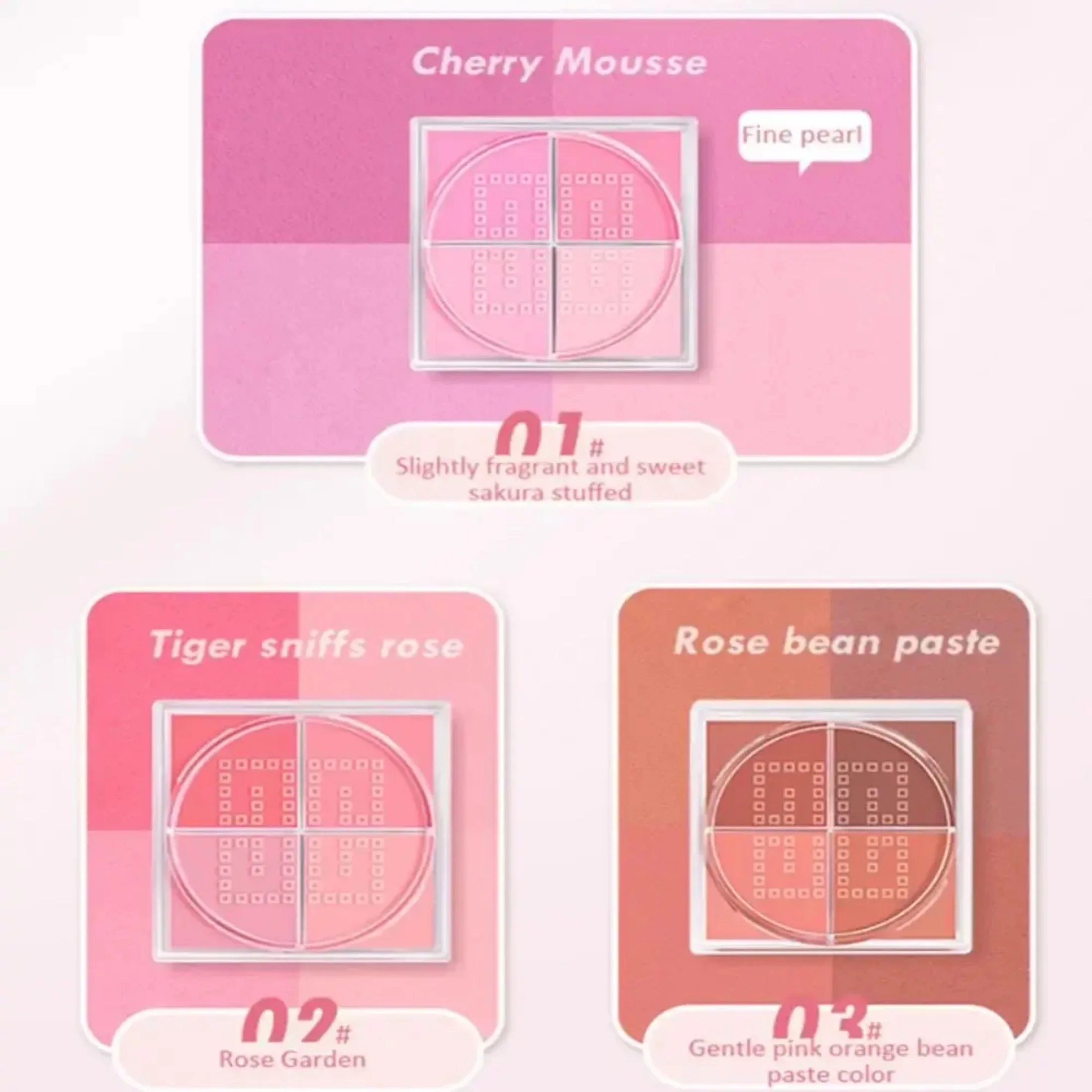 4 Square Grid Face Blusher Vibrant Orange Makeup Blush Palette Cheek Contour Blush Powder Korean Makeup Rare Beauty 화장품