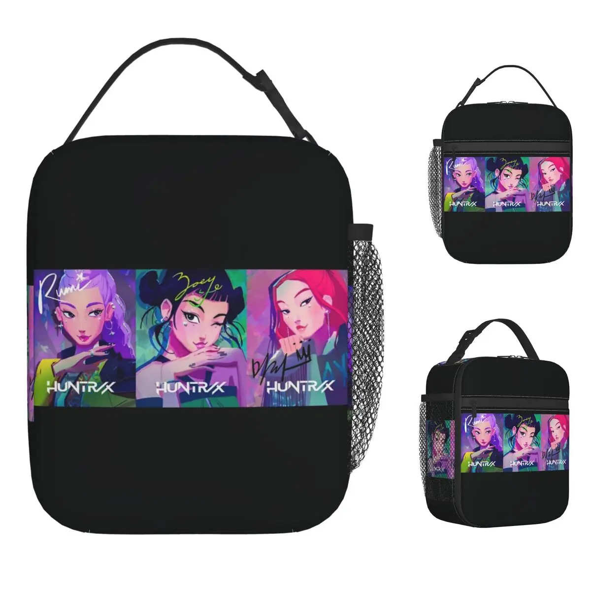 k-pop-demon-hunters-almoco-saco-huntrix-zoey-rumi-mira-posterart-viagem-lancheira-para-crianca-tote-sacos-de-comida-a-prova-dwaterproof-agua-saco-termico