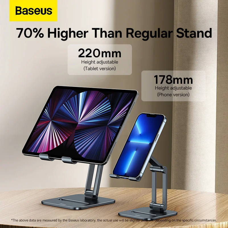 Baseus Phone Holder Metal Desk Mobile Phone Stand For iPhone Samsung Xioami Poco Foldable Tablet Holder Support For iPad Pro Air