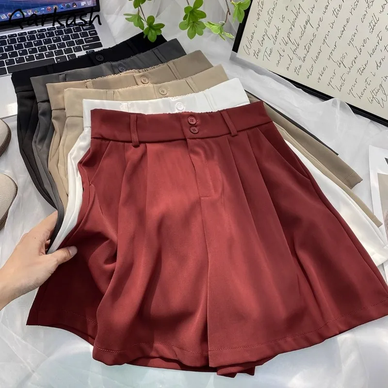 Wide Leg Shorts Women Summer 5 Colors Baggy Minimalist Casual Korean Style High Waist Temper All-match Harajuku Mujer Personal