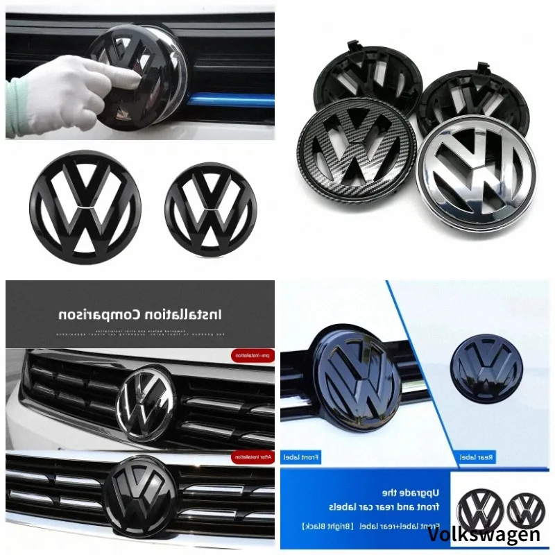 Uniwersalne naklejki dekoracyjne z logo na przednią kratkę i tylną klapę bagażnika do Volkswagen Touareg Passat Magotan Golf MK6 MK7