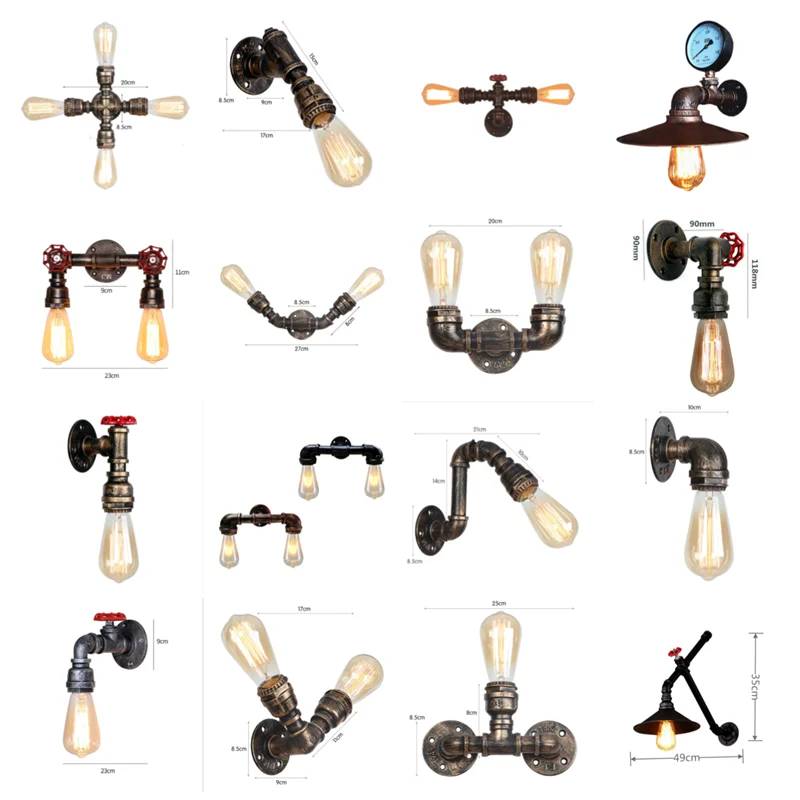 

American retro industrial style iron craft creative and individualistic dining bar bedroom bedside five-head pipe pendant lamp