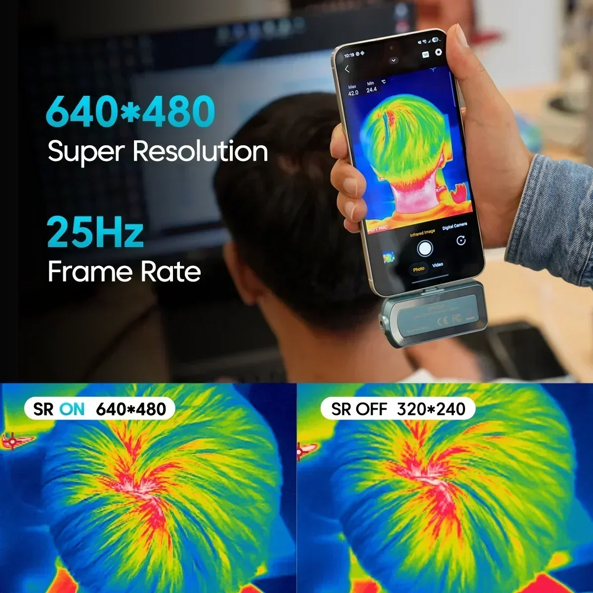 FOTRIC TP320A Android Phone USB-C Thermal Camera 320x240 IR Resolution 640x480 Super Resolution 25Hz HVAC Electrical Auto Repair