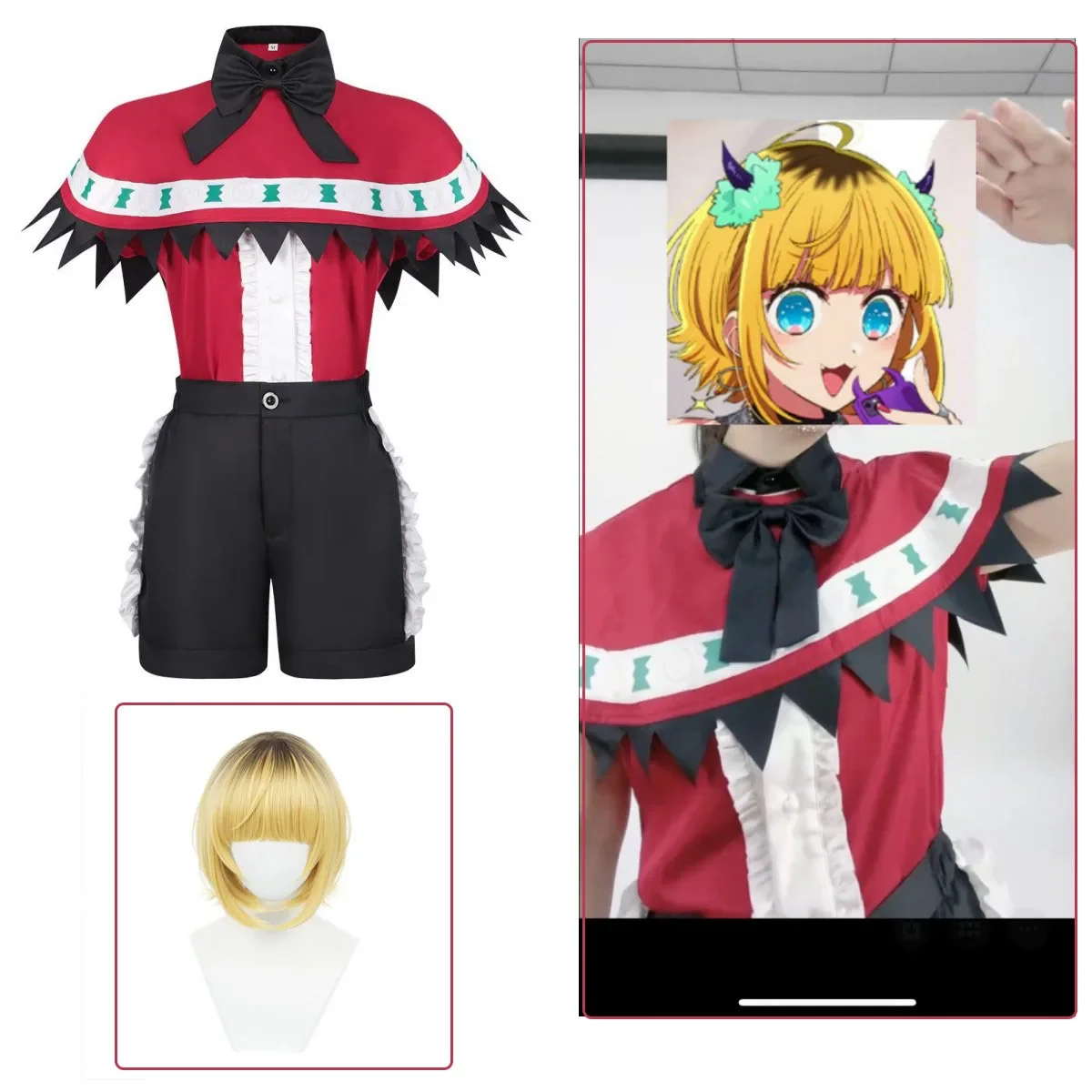 

2025 new Anime Oshi No Ko MEM Cosplay Costume Wig Singing Stage Uniforms Shorts Shawl Suit Memu Cho Cosplay Halloween Party Cos