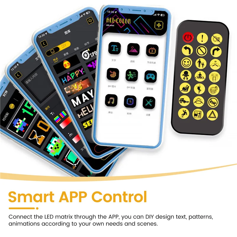 【Shopper’S Favorite】USB LED Car Truck Display Screen Remote BT App Control Multilingual Scrolling 16*64 Leds Matrix Pixel Panel