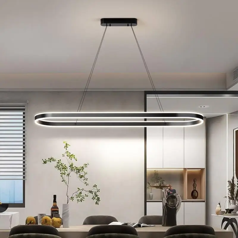 Imagem -06 - Minimalista Modern Led Pendant Light Mesa de Jantar Preto e Branco Lâmpada Pendurada Bar Cafetaria Restaurante Decoração de Casa Iluminação Interior