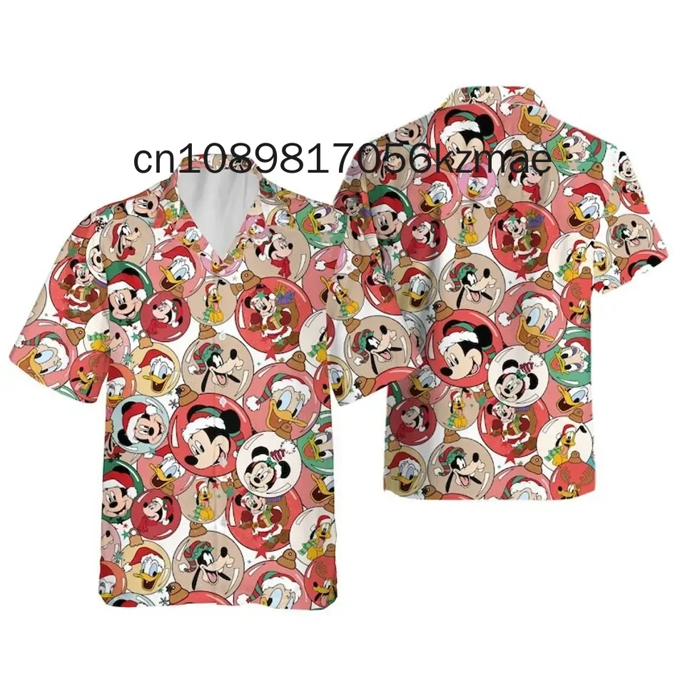 

Mickey Christmas Hawaiian Shirt Men's Women Short Sleeve Button Up Shirt Disney Christmas Hawaiian Shirt Casual Beach Shirt Kids