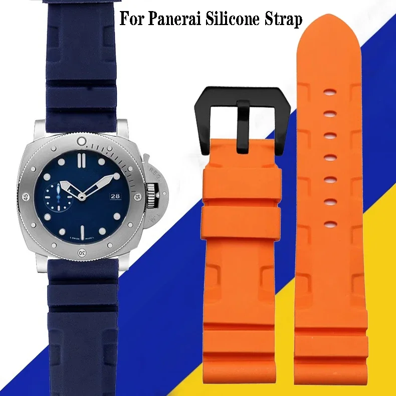 High quality Watch Band Silicone Rubber Bracelet men\'s 22mm 24mm For Panerai 441 111 386 Sport Watch Accessories Strap