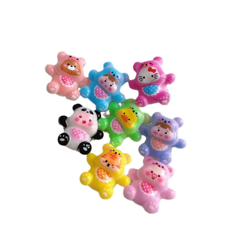 20pcs Cute colorful bear three-dimensional mini cartoon nail charms resin DIY nail decoration nail art jewelry