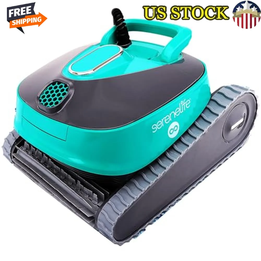 Robotic Pool Cleaner Dual Brush Superior Filter Automatic Large Cleaning Area 50ft energy-saving Easy-to-Use Smart Navigation