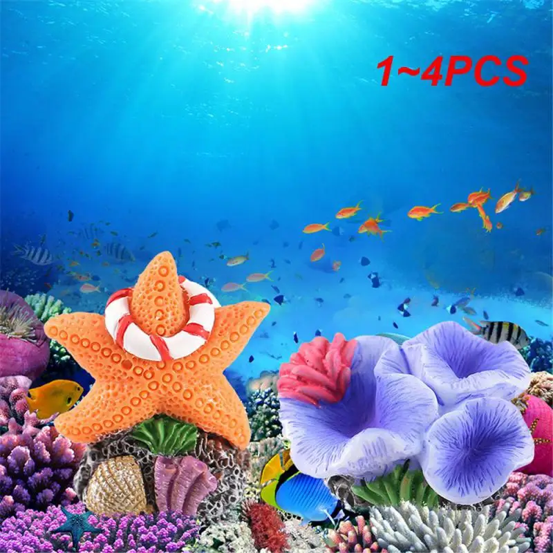 Adornos para acuario de 1 a 4 piezas, Coral Artificial fácil de limpiar, colores brillantes, suministros para peces y vida acuática, accesorios