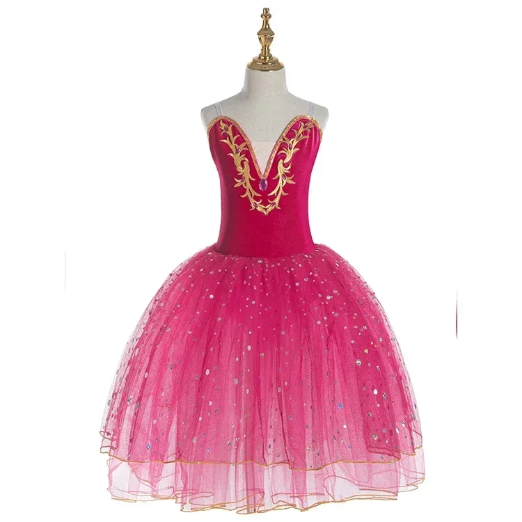 

Long Romantic Ballet Tutu Sequins Girl Women Leotard Ballet Costume Performance Ballet Dance Dress Girls Tutu Skirts Ballerina