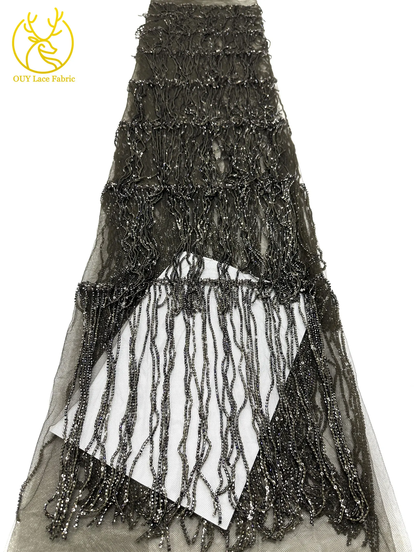 Weinroter nigerianischer 3D-Quasten-Perlen-Spitzenstoff, französischer Pailletten-Tüll-Spitzenstoff, afrikanischer Spitzenstoff für Damen, Hochzeitskleid, Nähen – Detail 28