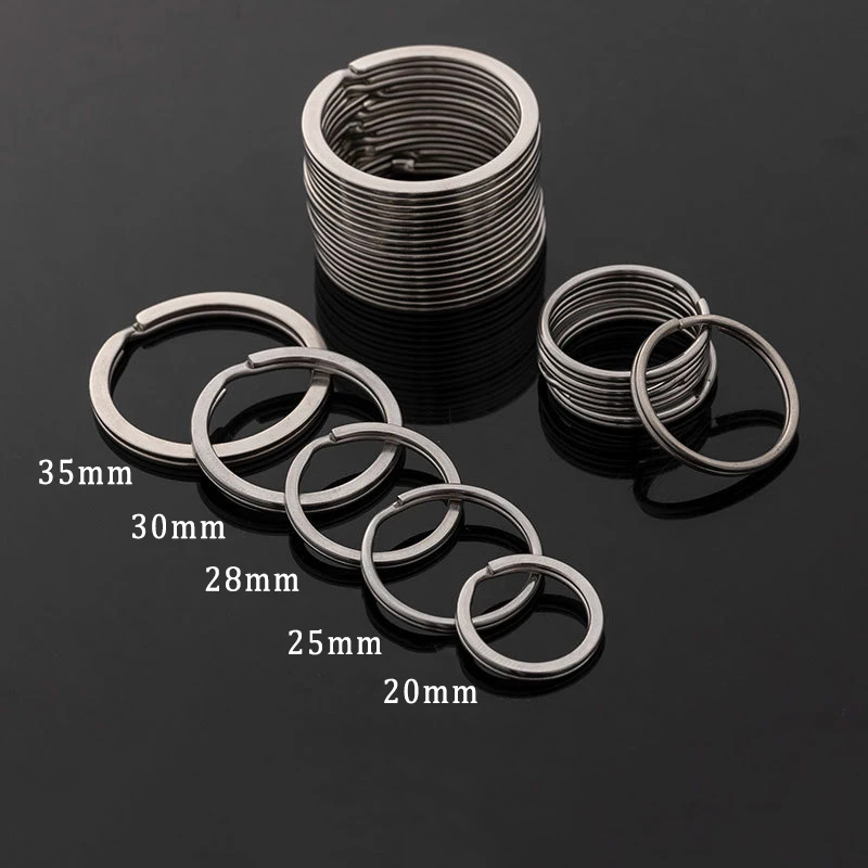 10pcs Stainless Steel Key Rings 15/20/25/28/30/35mm Round Flat Line Split Rings Keyring for Jewelry Making Keychain DIY Findings