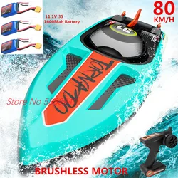 Professional Brushless Waterproof High Speed RC Boat 2.4G 80KM/H 360° Steering Capsize Reset Electric Radio Control Speedboat