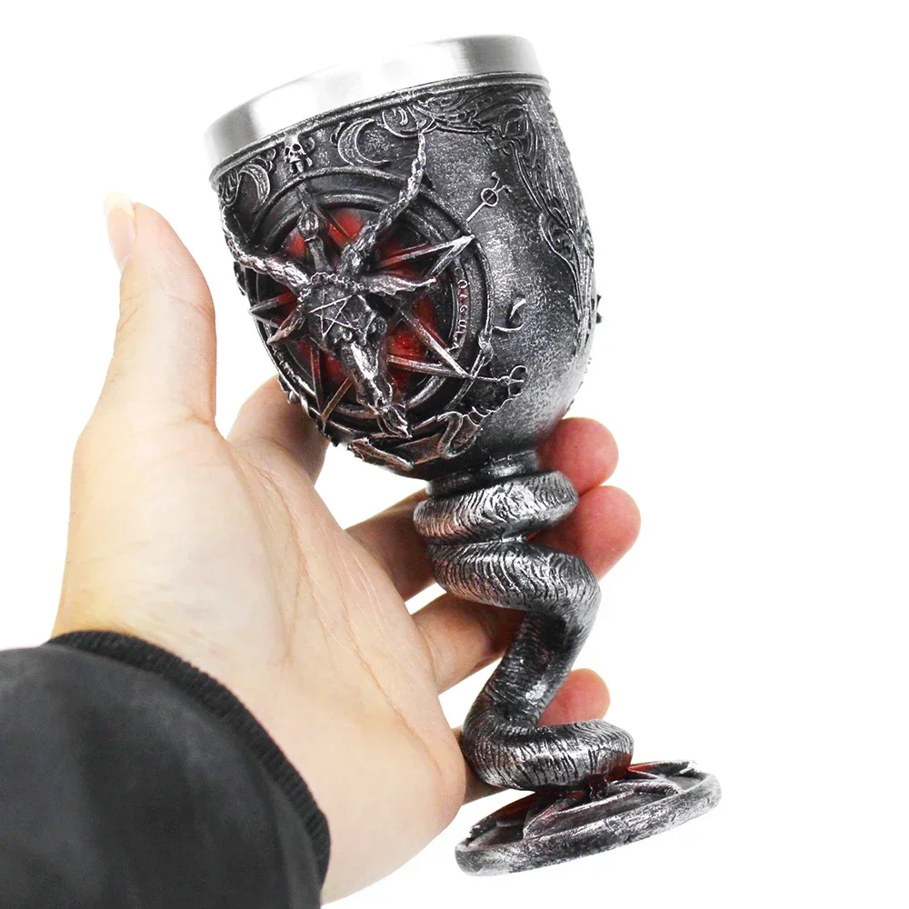 Creative 3D Gothic Wine Goblet Style Contain Dragon Claw Viking Skull Skeleton Halloween Gifts Bar Punk Wine Glass Drinkware Cup