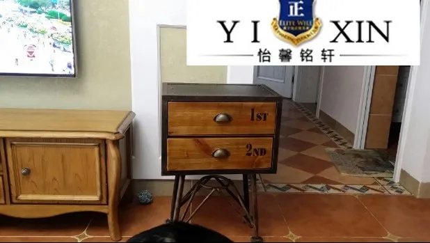 Retro Iron Art Creative Storage Bedside Table