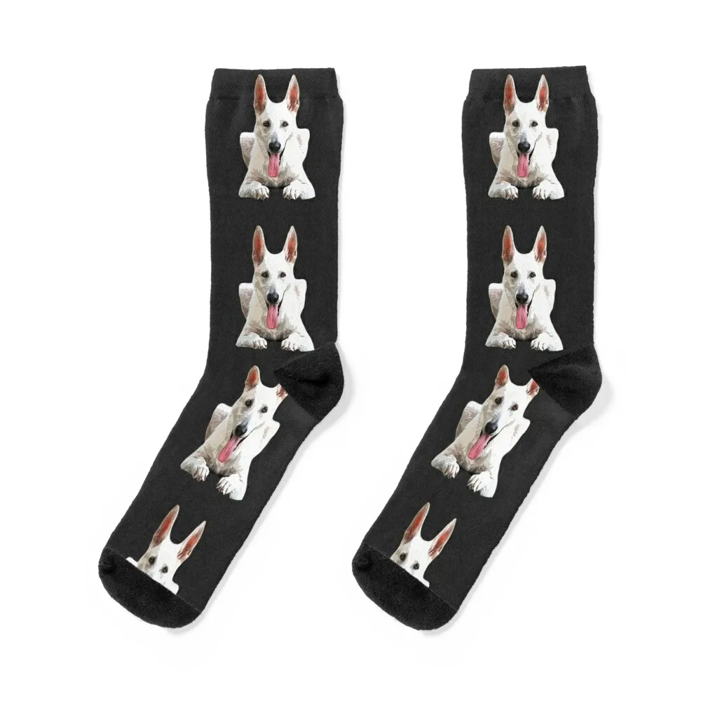 White Swiss Shepherd White German Shepherd Socks Hiking boots Christmas Socks Men's Women's