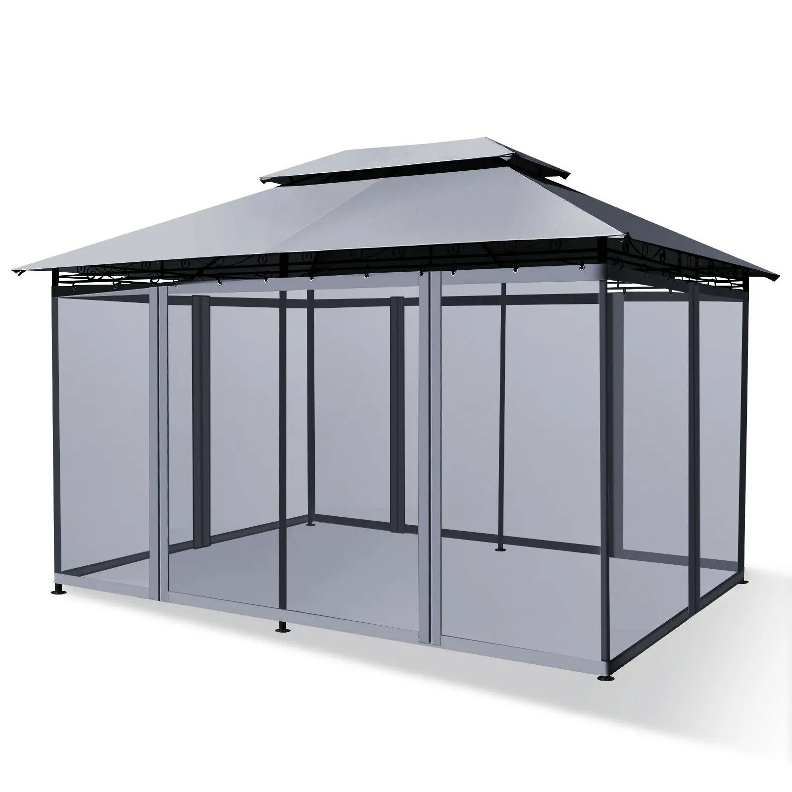 Patiojoy 2-Tier 10'x13' Steel Gazebo Canopy Tent Shelter Patio Garden Outdoor Netting