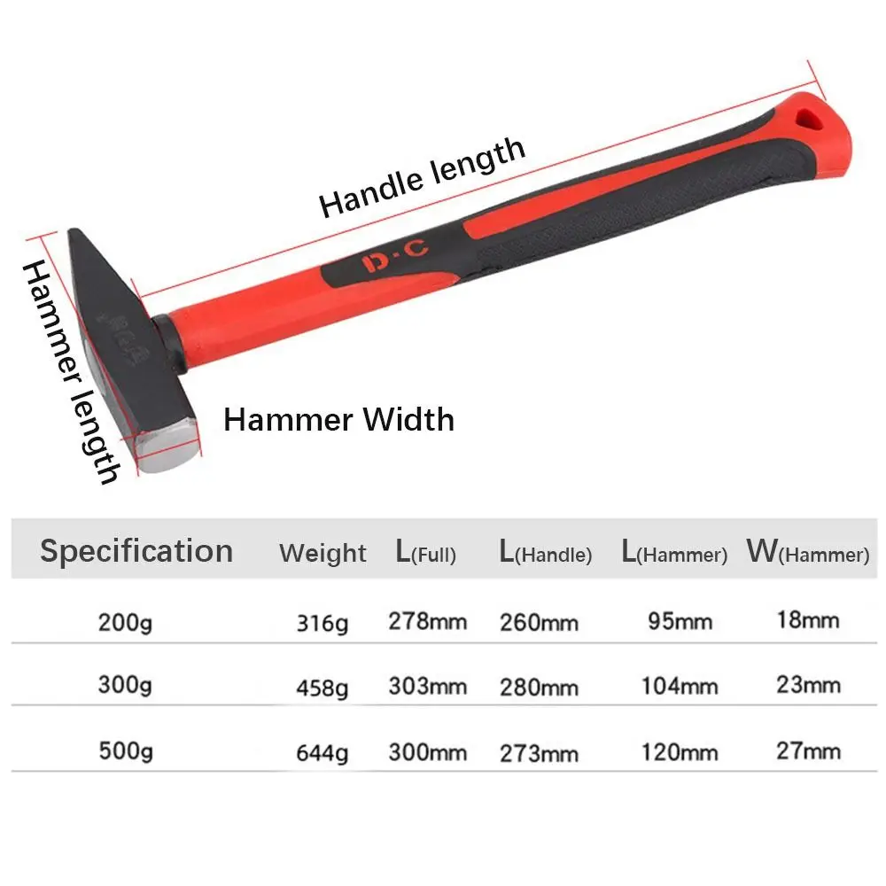 Flat Head Fitter Hammer Durable Hand Tools 200g 300g 500g Duckbill Hammer Carbon Steel Sheet Metal Hammer Architectural