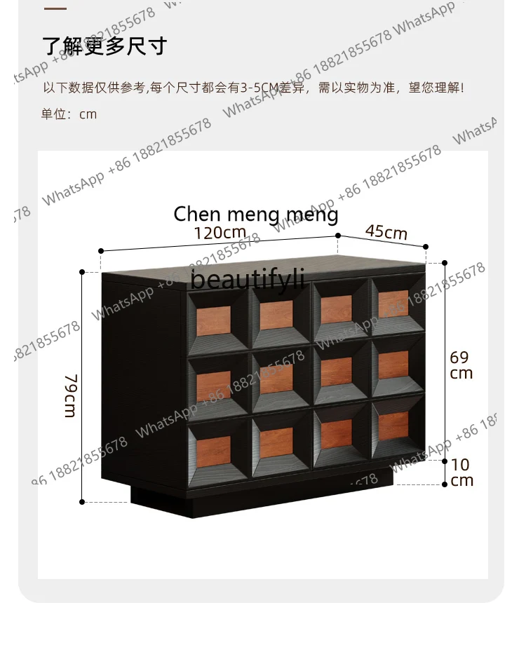 Retro Style Solid Wood Chest of Drawers Mid-Ancient Drawer Storage Sideboard Cabinet Designer Model