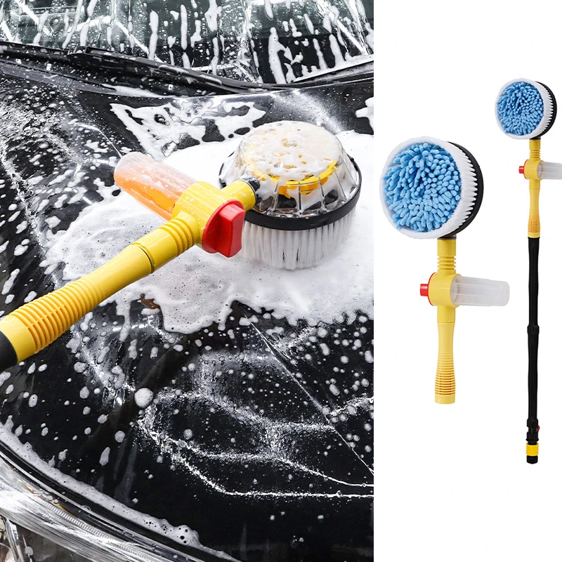 Car Wash Brush Cleaning  Kit Rotary 360 Deep Cleaning Car Wash Brush Microfiber Long Handle Cleaning Tool For Cleaning Vehicles