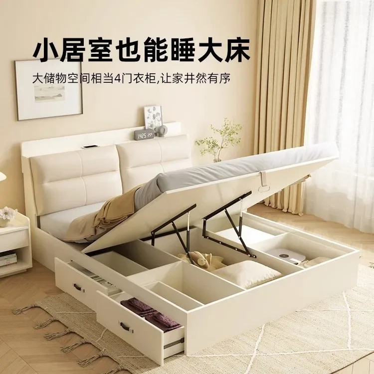 Tweepersoonsbed, modern minimalistisch met opbergbed met lade Hoofdslaapkamer