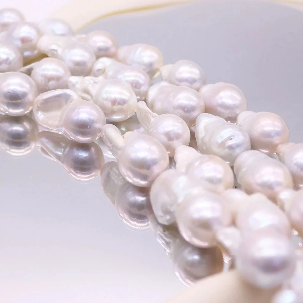 

Large Tail Shape Freshwater Pearls Irregular Baroque Style Straight Hole Loose Pearls 1 Strand Handmade Women's Necklace Jewelry