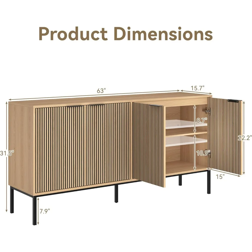 خزانة بوفيه جانبية مع مساحة تخزين، وخزانة Credenza الحديثة المزودة بأبواب وأرفف قابلة للتعديل، وخزائن تخزين لديني #2