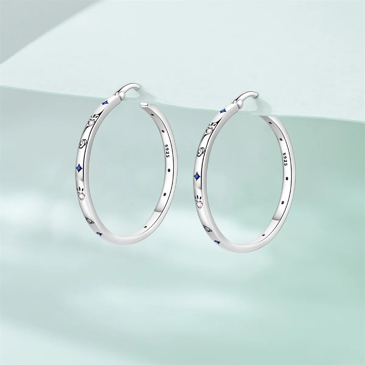 

Серьги для женщин из стерлингового серебра 925 пробы с цветным цирконием, большие серьги-кольца, ювелирные изделия, подарки на выпускной, день рождения для девочек-подростков