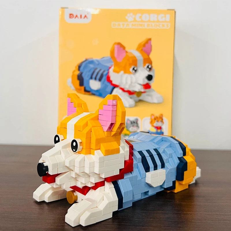 Creaive Puzzle Micro-particle Building Blocks Assembled Toys Cute Pet Series Blue Cat Husky Adult Ornaments Children's Gifts