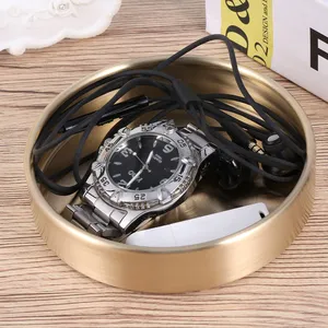 Copper Jewelry Storage Tray Vintage Round Decorative Organizer Plate for Rings Necklaces Food Nuts Serving Collection